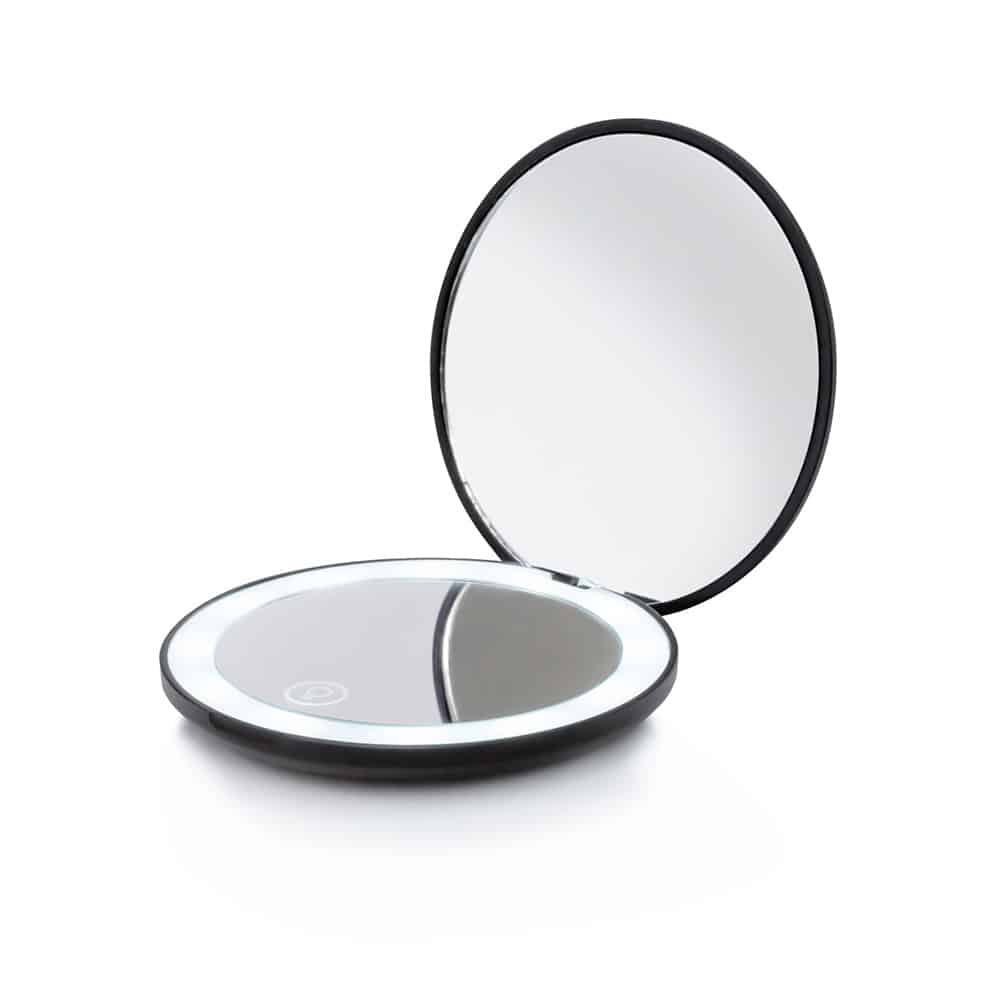 Wobsion Mini Led Specchietto da Borsetta,LED Specchio Piccolo Specchio 10x  con Luce,3.5 Pollici,Specchietto da Borsa,Specchio Portatile,Regalo Per