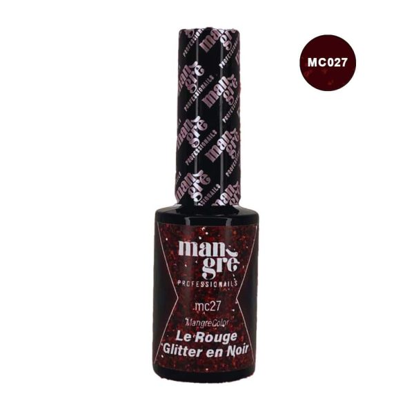 Smalto Semipermanente 027 Le Rouge Glitter en Noir 8 ml. Mangrè Color MC27 Mangrè Professionals KeBeauty Shop 8052107910548