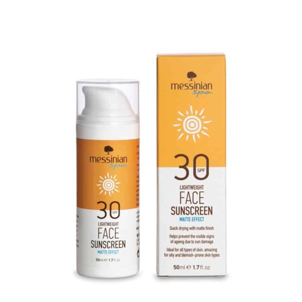 Protezione solare viso effetto matte SPF 30 Messinian Spa