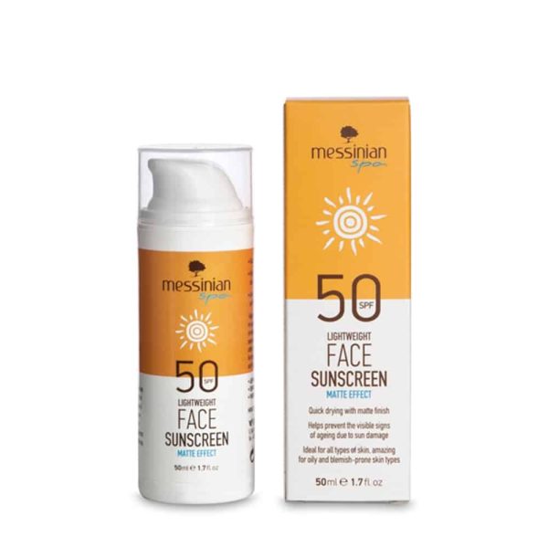 Protezione solare viso effetto matte SPF 50 Messinian Spa