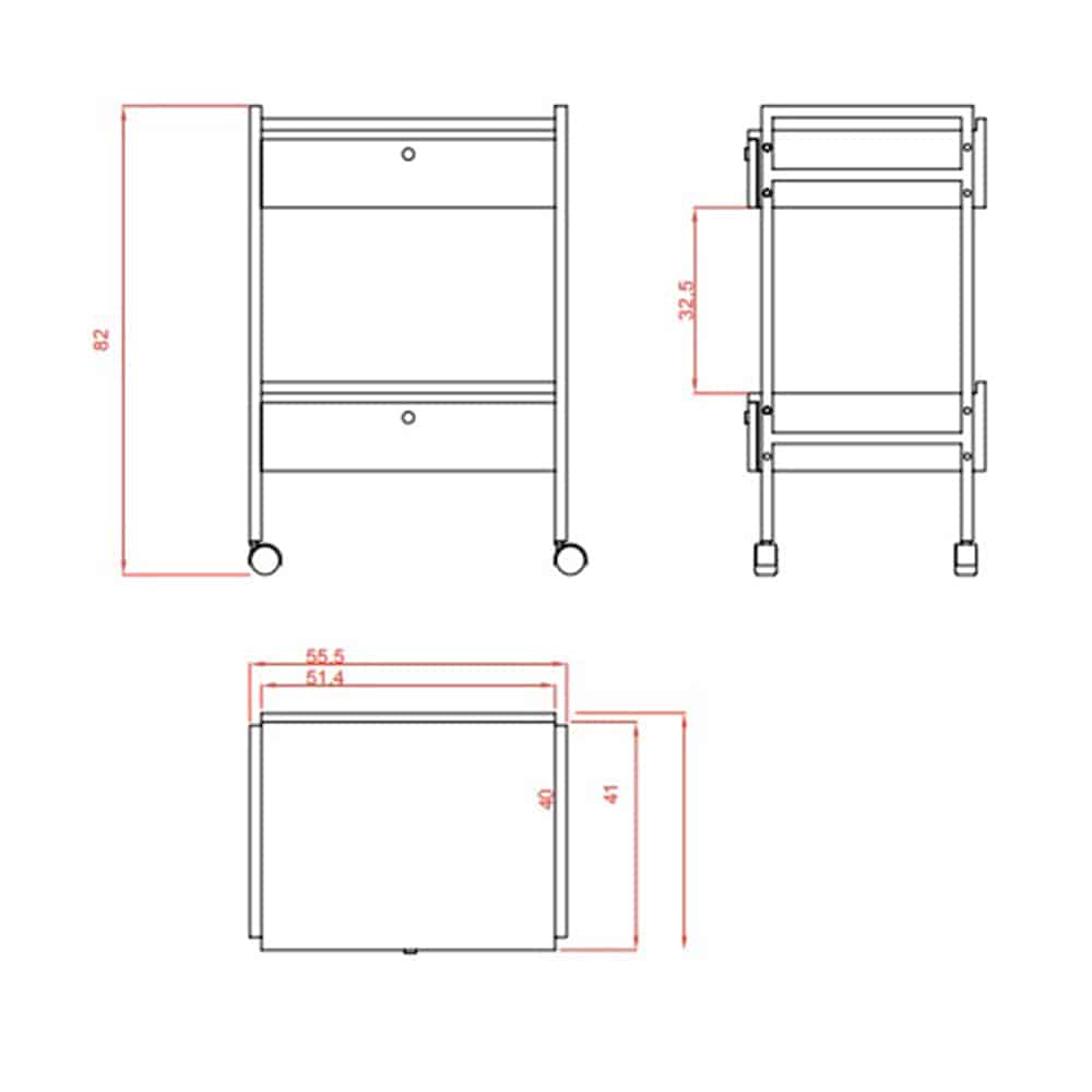 Carrello metallo 2 ripiani e 2 cassetti 1019 Weelko Foto 2