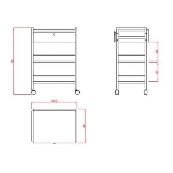 Carrello metallo 3 ripiani e 1 cassetto 1019A Weelko Foto 2