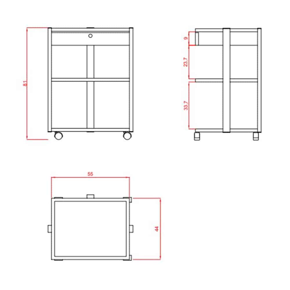 Carrello metallo 3 ripiani e 1 cassetto 1040A Weelko Foto 2