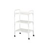 Carrello in acciaio verniciato bianco con 3 ripiani in legno lavabili antigraffio.  CA302 Carrello Silvy Elettrobeauty