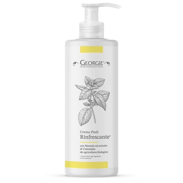 Crema rinfrescante piedi con Mentolo ed estratto di calendula. Flacone da 500 ml. con dosatore. c4571 8050030995106