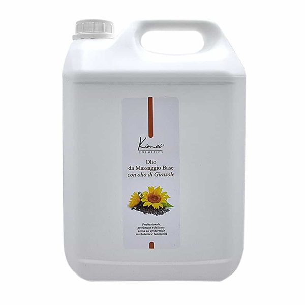 Olio da massaggio base professionale con olio di girasole tanica da 5000 ml. KM104235P Kimei Cosmetics 8052575760492