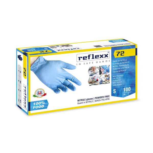 Guanto in nitrile blu R72 Reflexx food line ad uso alimentare 100 pz. monouso Foto 2