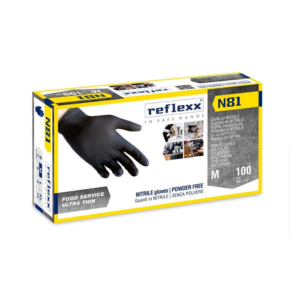 Guanto nitrile nero N81 Reflexx monouso 8032891630075 8032891630082 8032891630099 Foto 2